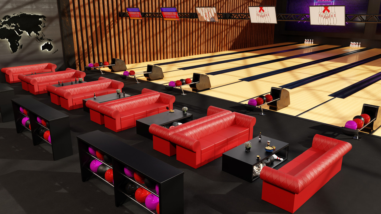 RIVERA Modular Bowling Furniture - Sofas - Lounge Tables - Storage (Seats  32)