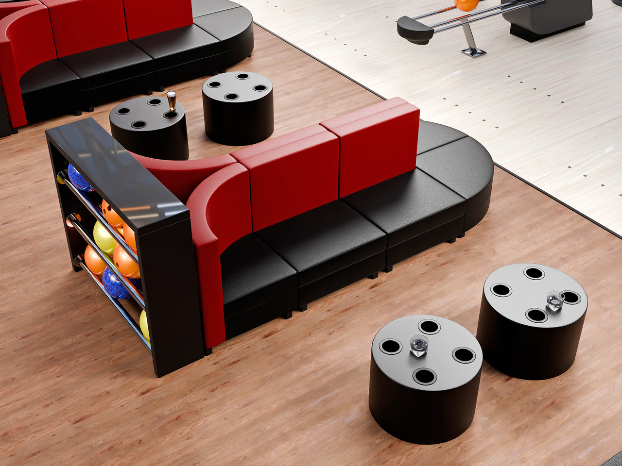 Bowling & Bar Furniture Package - Lugano Lounge Seating with Optional Whiskey Barrel Tables & Stools (Seats  up to 44)