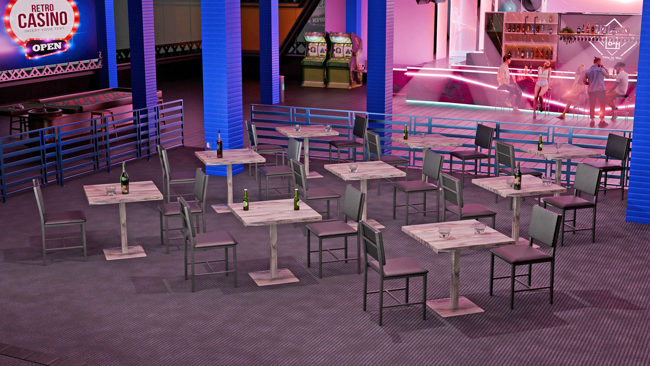 Overstock Dining Package of [9] Marble Pattern Restaurant Tables - [18] Restaurant Chairs 