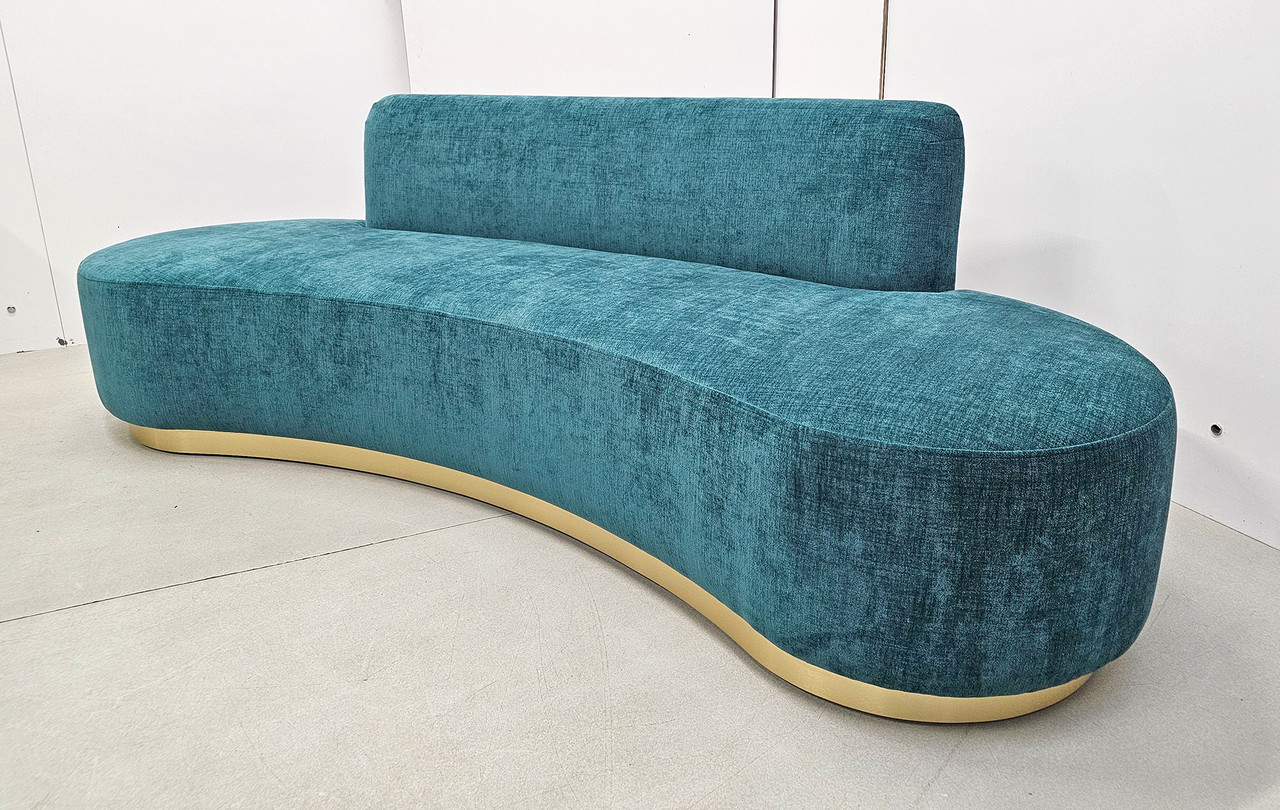 Modern Design - AMALFI - A Beautiful Modern Open Sofa - Symmetrical Ends - Centered Back - Premium Upholstery  - Gold Wrapped Base