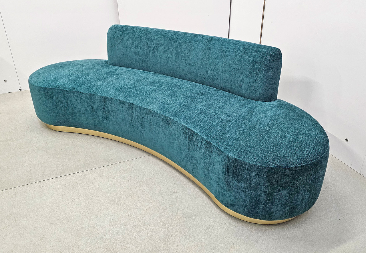 Modern Design - AMALFI - A Beautiful Modern Open Sofa - Symmetrical Ends - Centered Back - Premium Upholstery  - Gold Wrapped Base