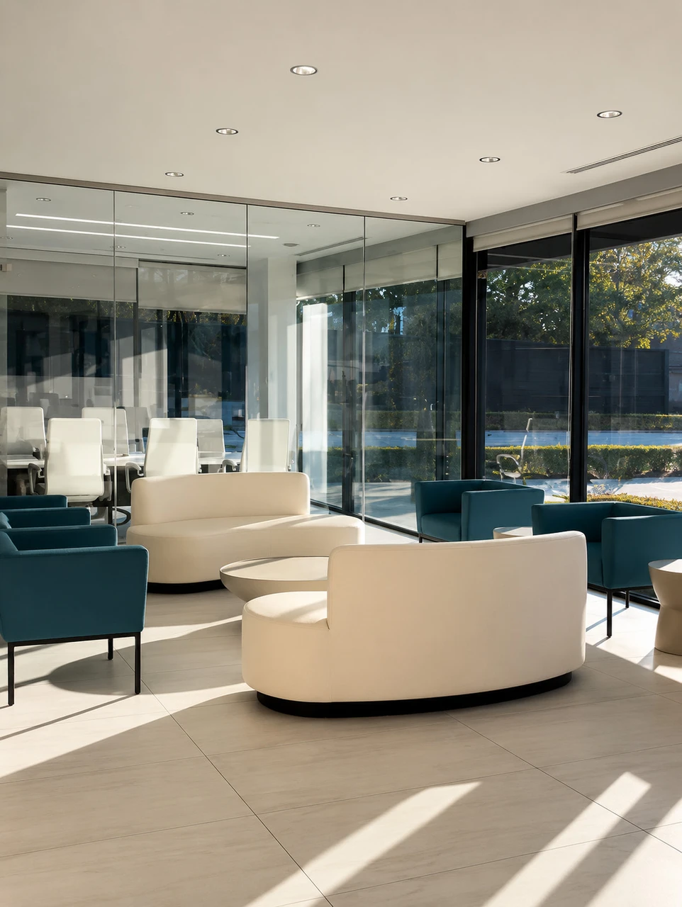 Modern Design - AMALFI - A Beautiful Modern Open Sofa - Symmetrical Ends - Centered Back - Premium Upholstery  - Gold Wrapped Base