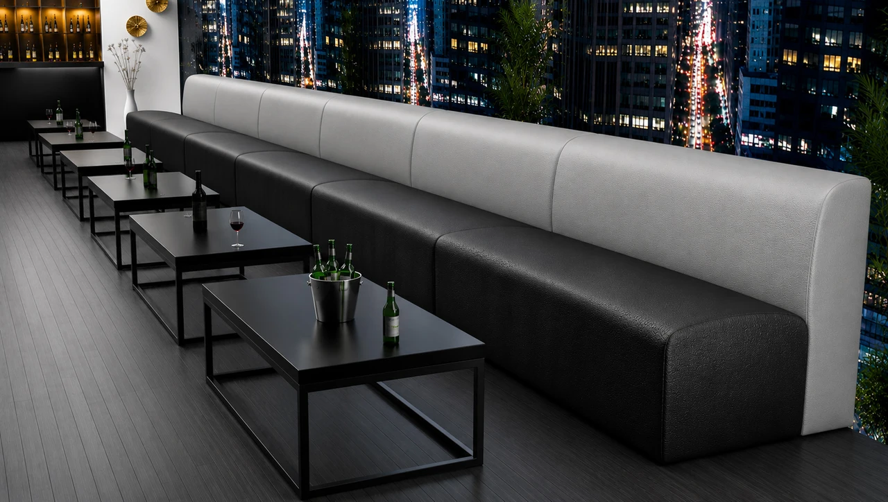 Overstock - Palms - Premium Extra Comfort - 22" Deep Seat - Lounge Booth Package with Lounge Tables