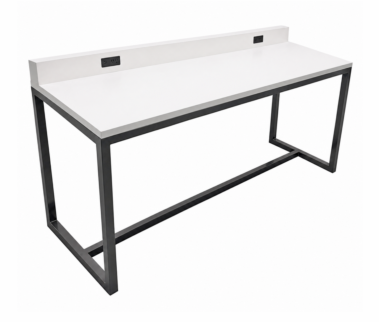 Backsplash USB/110v Charging Bar Table - Gunmetal Steel Frame - Made in USA (42" Height)