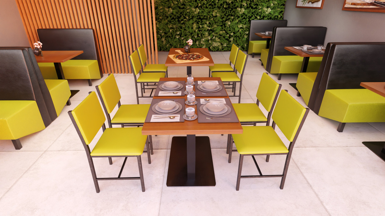 Weston Cafe Package - Modern Two-Tone Restaurant Booth with Sloped Base - Restaurant Tables and Chairs (Seats 28)