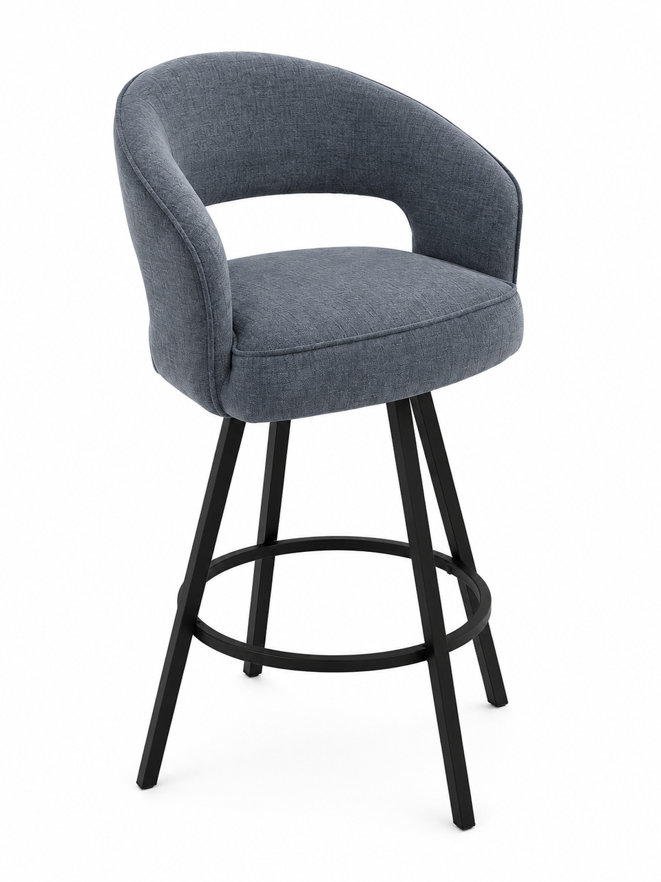 Open Curved Back - Kelton Fully Upholstered - Solid Wood Frame - Swivel Metal Base