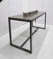 USB/110v Charging Bar Table - Gunmetal Steel Frame - Made in USA (42" Height)