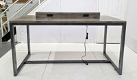 USB/110v Charging Bar Table - Gunmetal Steel Frame - Made in USA (42" Height)
