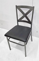 X-Back Design Gunmetal Restaurant Chair with Commercial-Grade Vinyl Seat