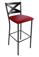 X-Back Design Gunmetal Bar Stool with Commercial-Grade Vinyl Seat