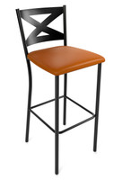 X-Back Design Gunmetal Bar Stool with Commercial-Grade Vinyl Seat