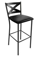 X-Back Design Gunmetal Bar Stool with Commercial-Grade Vinyl Seat
