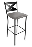 X-Back Design Gunmetal Bar Stool with Commercial-Grade Vinyl Seat