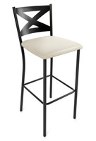 X-Back Design Gunmetal Bar Stool with Commercial-Grade Vinyl Seat