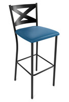 X-Back Design Gunmetal Bar Stool with Commercial-Grade Vinyl Seat