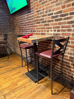 X-Back Design Gunmetal Bar Stool with Commercial-Grade Vinyl Seat