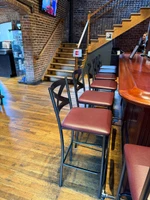 X-Back Design Gunmetal Bar Stool with Commercial-Grade Vinyl Seat