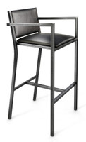 Gunmetal Frame Modern Bar Stool with Arm - Commercial-Grade Vinyl Seat Gunmetal Frame Modern Bar Stool with Arm - Commercial-Grade Vinyl Seat