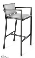 Gunmetal Frame Modern Bar Stool with Arm - Commercial-Grade Vinyl Seat Gunmetal Frame Modern Bar Stool with Arm - Commercial-Grade Vinyl Seat