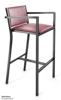 Gunmetal Frame Modern Bar Stool with Arm - Commercial-Grade Vinyl Seat Gunmetal Frame Modern Bar Stool with Arm - Commercial-Grade Vinyl Seat