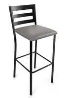 Modern Back Design Gunmetal Bar Stool with Commercial-Grade Vinyl Seat