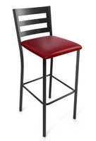 Modern Back Design Gunmetal Bar Stool with Commercial-Grade Vinyl Seat