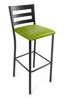 Modern Back Design Gunmetal Bar Stool with Commercial-Grade Vinyl Seat