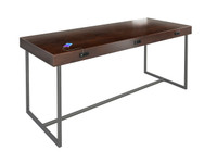 Conference / Communal Table with 3X Power and Charging Outlets - 85" Long - Gunmetal Frame - Made in USA