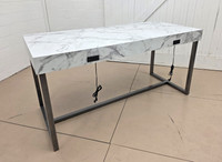 Conference / Communal Table with 3X Power and Charging Outlets - 85" Long - Gunmetal Frame - Made in USA
