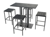 Set of Marine-Grade Seaboard Restaurant Outdoor Bar Table with Four Bar Stools Set of Marine-Grade Seaboard Restaurant Outdoor Bar Table with Four Bar Stools