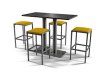 Set of Marine-Grade Seaboard Restaurant Outdoor Bar Table with Four Bar Stools Set of Marine-Grade Seaboard Restaurant Outdoor Bar Table with Four Bar Stools