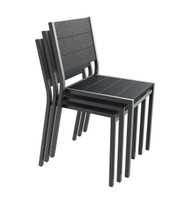 Set of Marine-Grade 36" Round Black Seaboard Outdoor Restaurant Table with  Four Restaurant Chairs Set of Marine-Grade 36" Round Black Seaboard Outdoor Restaurant Table with  Four Restaurant Chairs