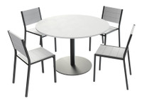 Set of Marine-Grade 36" Round Black Seaboard Outdoor Restaurant Table with  Four Restaurant Chairs Set of Marine-Grade 36" Round Black Seaboard Outdoor Restaurant Table with  Four Restaurant Chairs