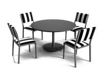 Set of Marine-Grade 36" Round Black Seaboard Outdoor Restaurant Table with  Four Restaurant Chairs Set of Marine-Grade 36" Round Black Seaboard Outdoor Restaurant Table with  Four Restaurant Chairs