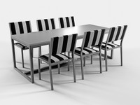 Set of Outdoor-Ready 84" Seaboard Restaurant Table with 6 Seaboard Restaurant Chairs - Fully Welded Steel Frames  - Made in USA Set of Outdoor-Ready 84" Seaboard Restaurant Table with 6 Seaboard Restaurant Chairs - Fully Welded Steel Frames  - Made in USA