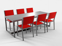 Set of Outdoor-Ready 84" Seaboard Restaurant Table with 6 Seaboard Restaurant Chairs - Fully Welded Steel Frames  - Made in USA Set of Outdoor-Ready 84" Seaboard Restaurant Table with 6 Seaboard Restaurant Chairs - Fully Welded Steel Frames  - Made in USA