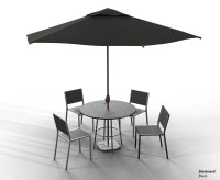 Outdoor Ready - Round Marine Grade Seaboard Table Top - Fully Welded Steel Frame - [4] Restaurant Chairs