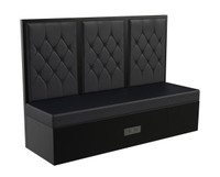Restaurant Booth - Black Diamond Button Tufted Upholstery - Premium Formica® Wrapped Back,  Side & Base - Optional Power Outlet - Made in USA