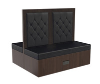 Restaurant Booth - Black Diamond Button Tufted Upholstery - Premium Formica® Wrapped Back,  Side & Base - Optional Power Outlet - Made in USA