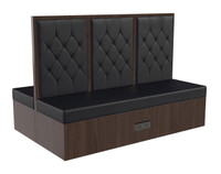 Restaurant Booth - Black Diamond Button Tufted Upholstery - Premium Formica® Wrapped Back,  Side & Base - Optional Power Outlet - Made in USA