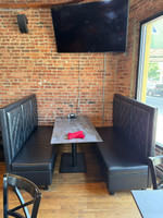 Restaurant Booth - Black Diamond Button Tufted Upholstery - Premium Formica® Wrapped Back,  Side & Base - Optional Power Outlet - Made in USA