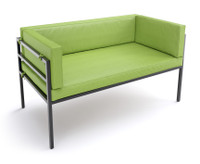 HERMOSA Heavy-Duty Outdoor Sofa  - Sunbrella Seating - Gunmetal Frame - Outdoor Furniture - Made in USA