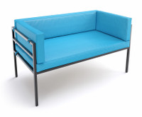 HERMOSA Heavy-Duty Outdoor Sofa  - Sunbrella Seating - Gunmetal Frame - Outdoor Furniture - Made in USA