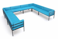 HERMOSA Heavy-Duty Outdoor Modular U-shape Lounge Seating  - Sunbrella Seating - Gunmetal Frame - Outdoor Furniture - Made in USA