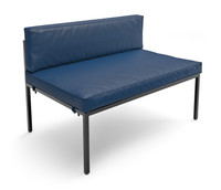 HERMOSA Heavy-Duty Outdoor Extension Bench  - Sunbrella Seating - Gunmetal Frame - Modular Outdoor Furniture - Made in USA