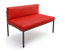 HERMOSA Heavy-Duty Outdoor Extension Bench  - Sunbrella Seating - Gunmetal Frame - Modular Outdoor Furniture - Made in USA
