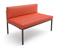HERMOSA Heavy-Duty Outdoor Extension Bench  - Sunbrella Seating - Gunmetal Frame - Modular Outdoor Furniture - Made in USA