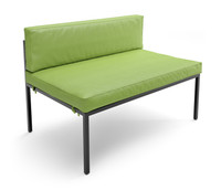 HERMOSA Heavy-Duty Outdoor Extension Bench  - Sunbrella Seating - Gunmetal Frame - Modular Outdoor Furniture - Made in USA