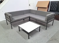 HERMOSA Heavy-Duty Outdoor L-Shape Seating - Sunbrella Seating - Gunmetal Frame - Modular Outdoor Furniture - Made in USA