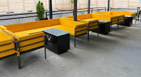 HERMOSA Heavy-Duty Outdoor L-Shape Seating - Sunbrella Seating - Gunmetal Frame - Modular Outdoor Furniture - Made in USA